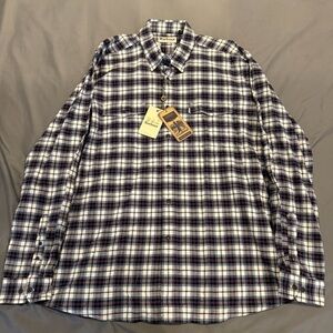 Barbour Men's Navy and White Plaid Shirt